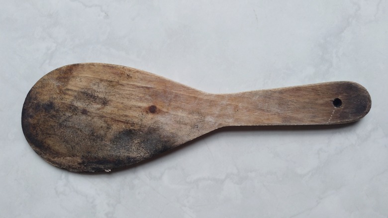 moldy wooden cooking spoon