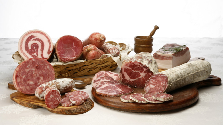 Variety of cold cut meats