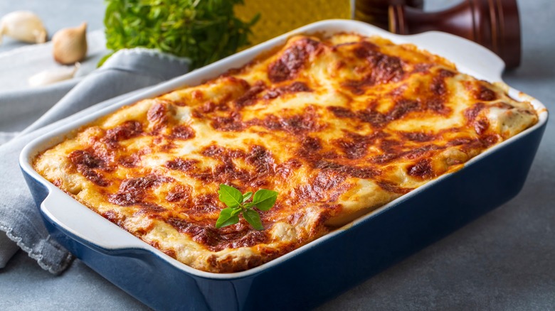 Baking dish of lasagna