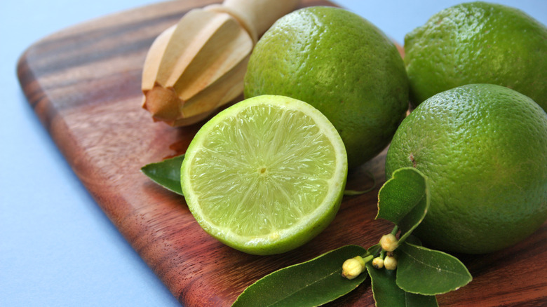 Limes whole and halved