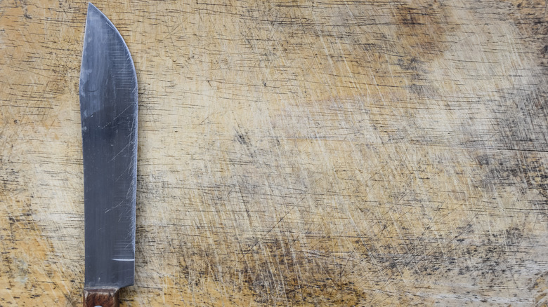 dried worn wooden cutting board
