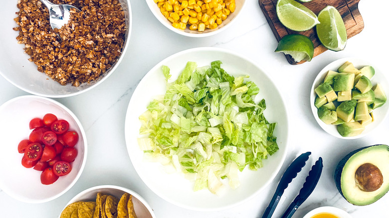 assemble vegan taco salads