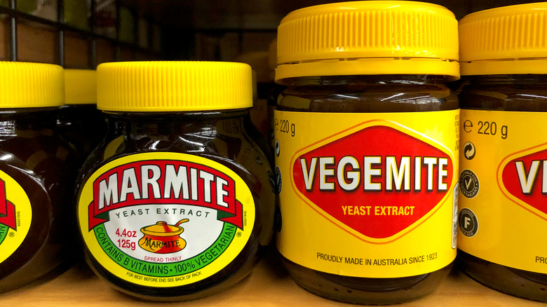 Marmite Vegemite jars stocking shelf
