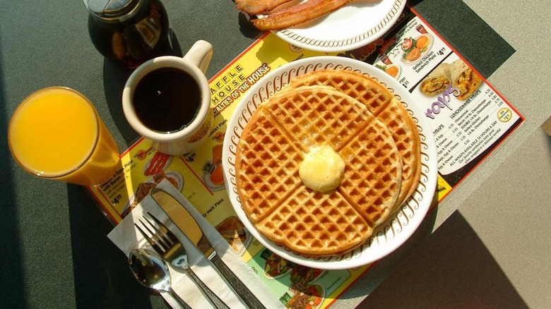 Waffle House waffles at table