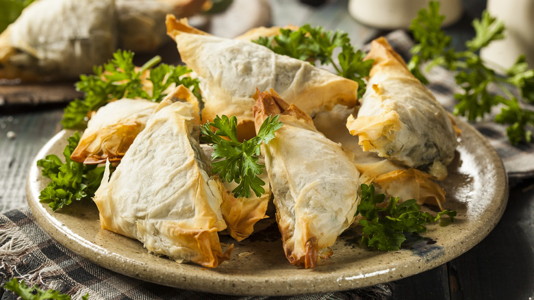 triangles of spanakopita