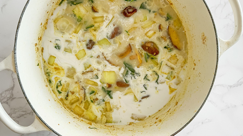 veggie coconut curry before simmering