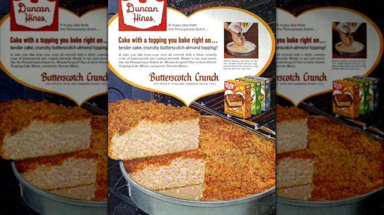 Duncan Hines Butterscotch Crunch Dutch Topping Cake Mix vintage advertisement