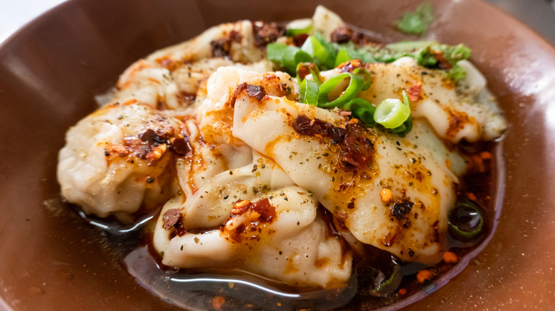 Dumplings with chili oil 