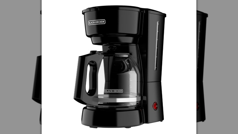 A Black+Decker 12-Cup Drip Coffee Maker on a white background
