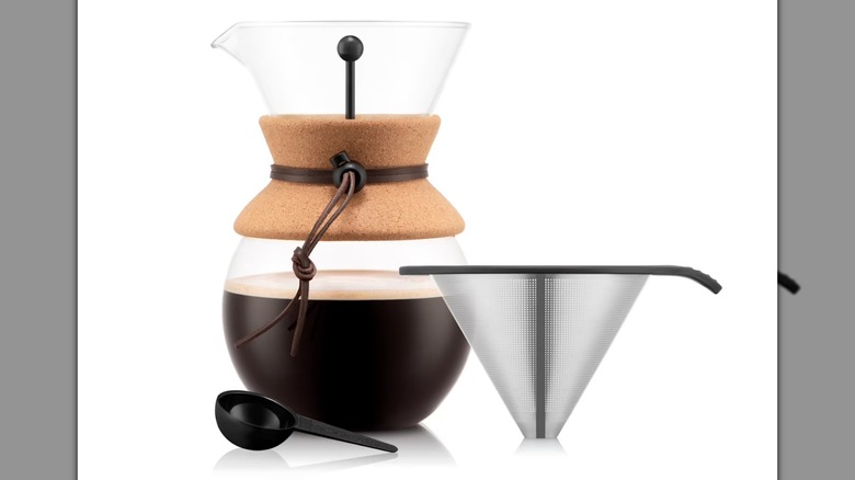 A Bodum 34-Ounce Glass Coffee Dripper on a white background