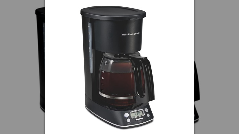 A Hamilton Beach 12-Cup Programmable Coffee Maker on a white background