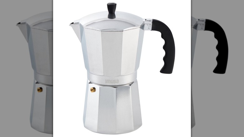 A IMUSA 12-Cup Stovetop Espresso Maker on a white background