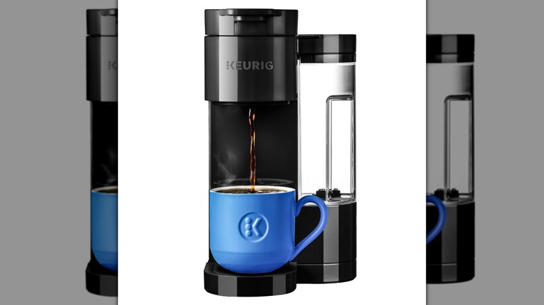 A Keurig K-Express Essentials Single-Serve K-Cup Pod Coffee Maker on a white background