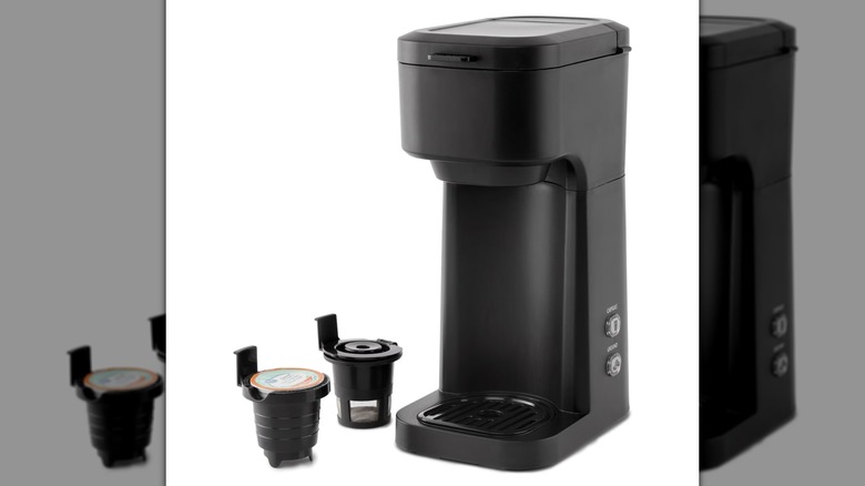A Mainstays Single Serve Coffee Maker on a white background