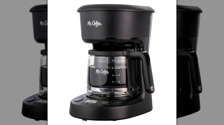 A Mr. Coffee 5-Cup Programmable Coffee Maker on a white background