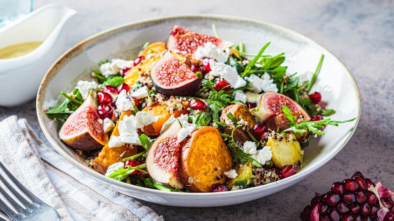 Bowl of salad with figs