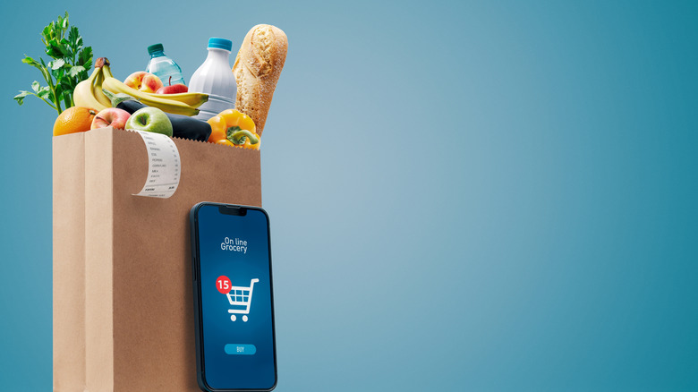 Grocery bag with phone