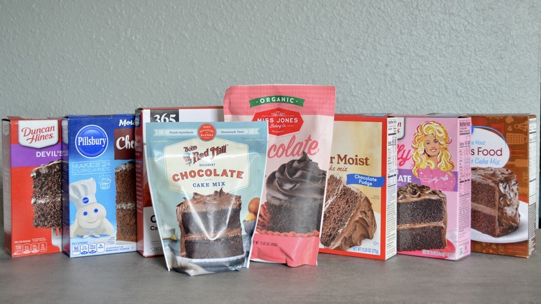 Assorted packaged cake mixes
