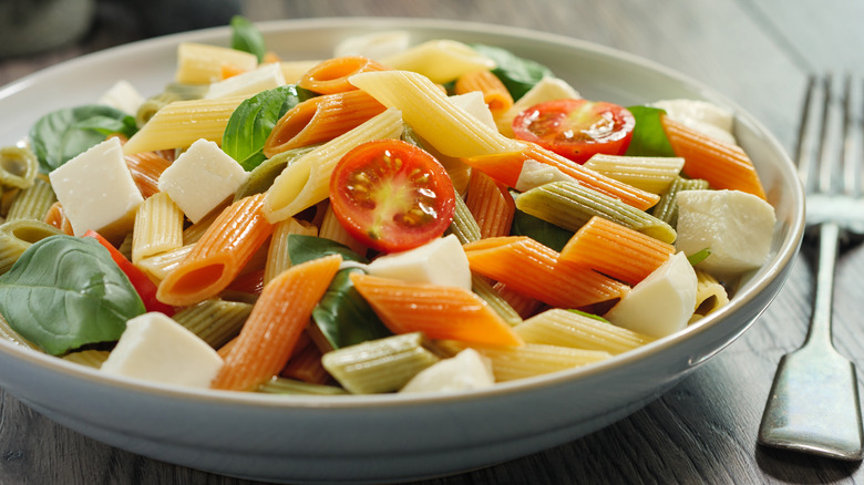 colorful penne pasta salad