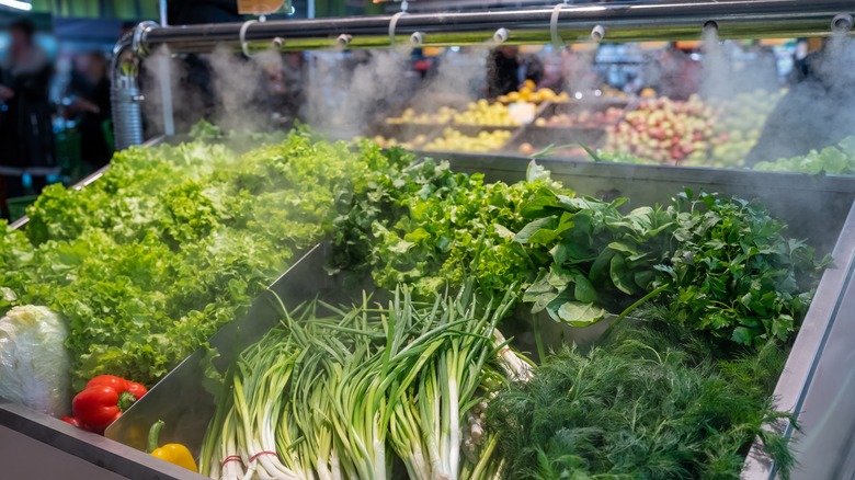 Misted produce in grocery store