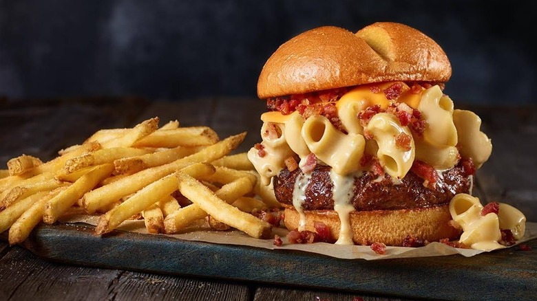 Mac and cheese burger and fries