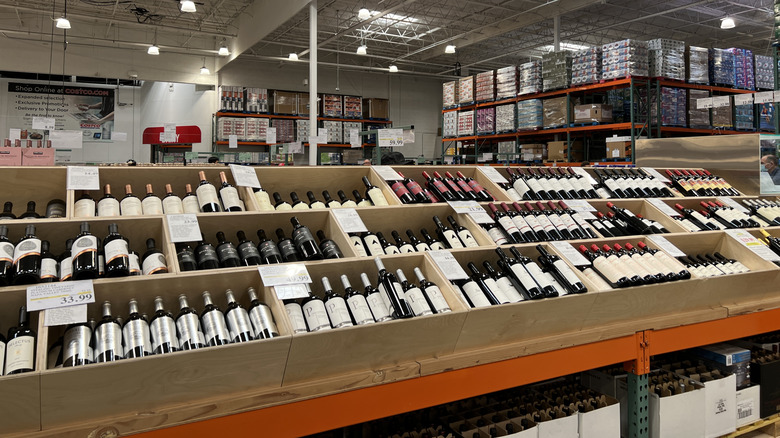 The interior of the Costco in Danville, California, showing its wine selection