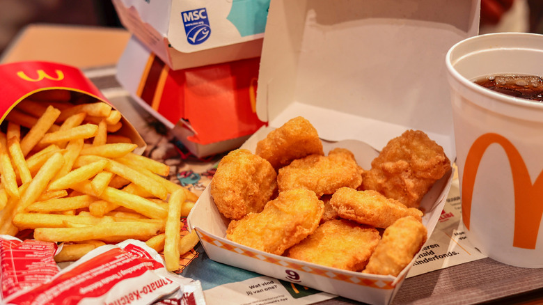 McDonald's nuggets, fries, and drink