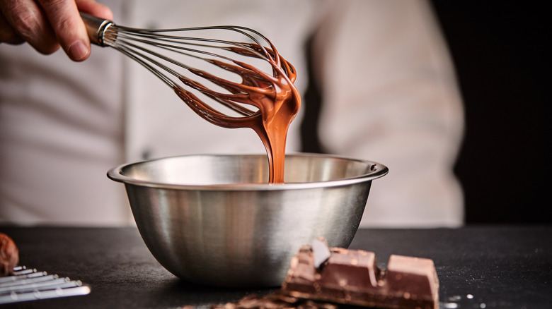 Whisk used for melted chocolate