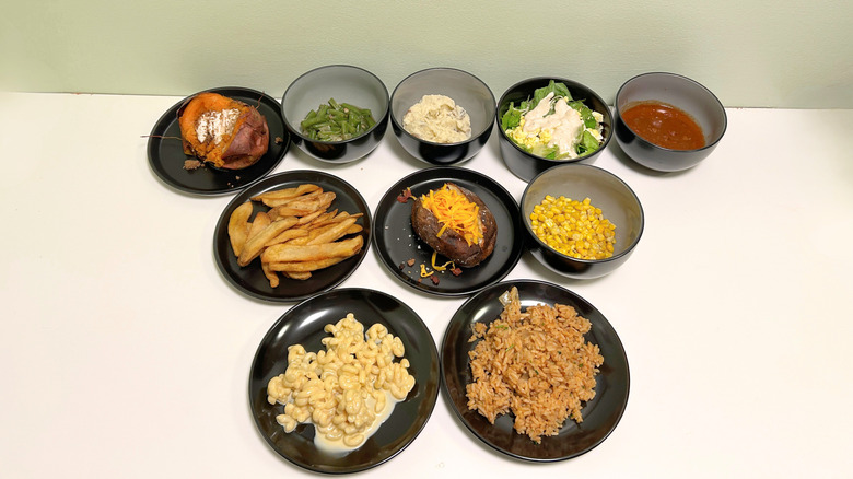 Ten Texas Roadhouse sides grouped together against a green and white background