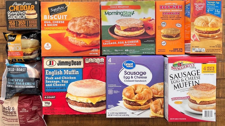 Selection of frozen sandwiches in packaging