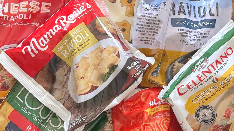 Bags of frozen ravioli