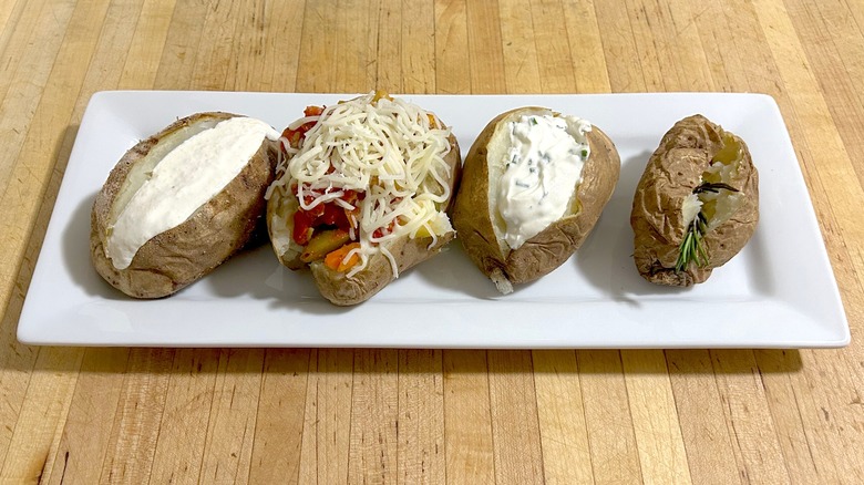 Assorted baked potatoes