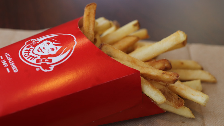 wendy's french fries on a brown napkin