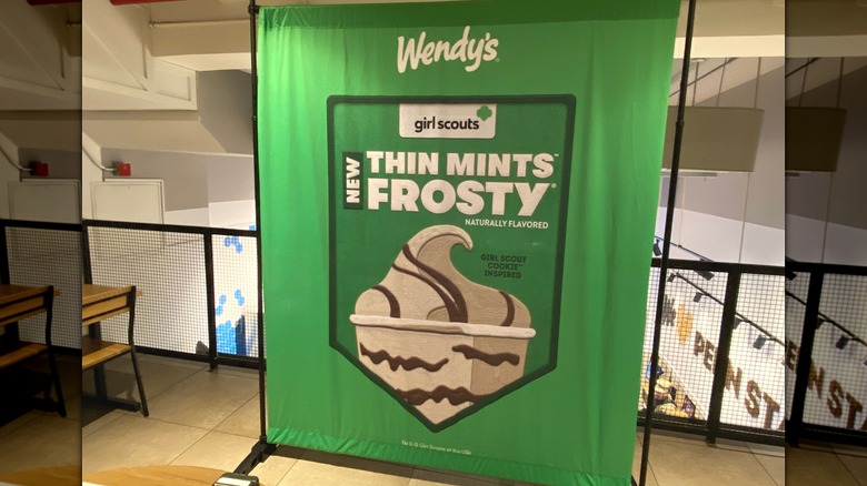 Sign of Wendy's Thin Mint Frosty