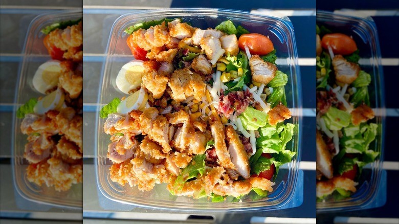 Chick-fil-A Cobb salad on a metal table