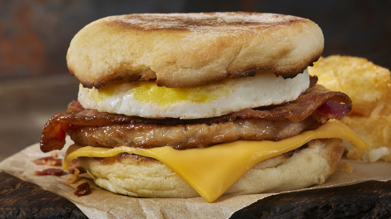 Breakfast sandwich with egg patty