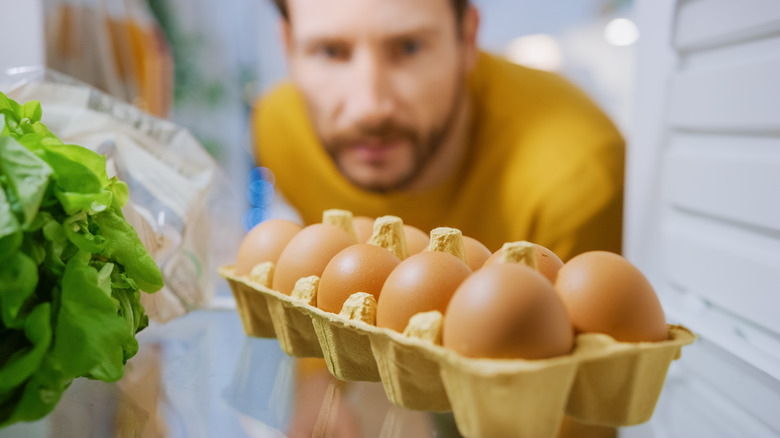 Eggs kept in the fridge