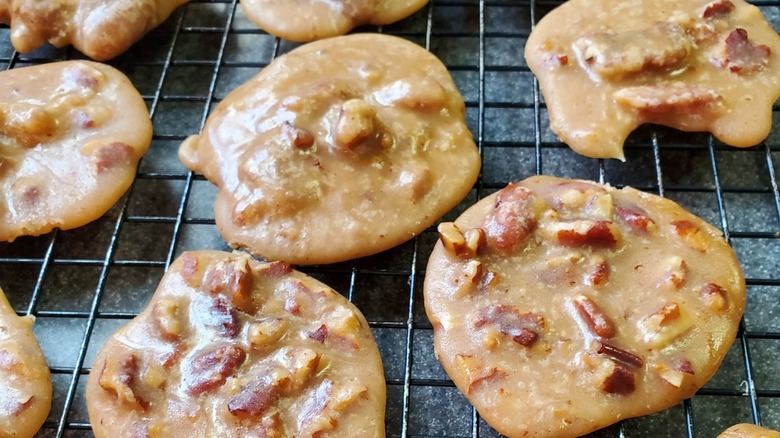 Pralines on a drying rack
