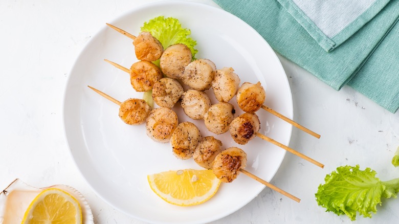 Grilled scallop skewers