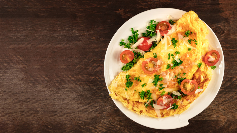 American-style omelet on plate