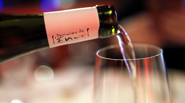 Gewürztraminer being poured into a glass