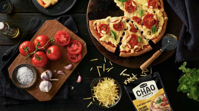 Chao vegan cheese on pizza