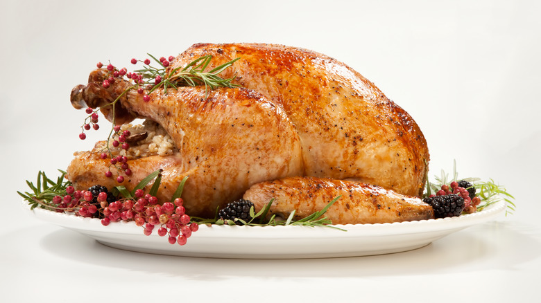 roast turkey with berries and herbs