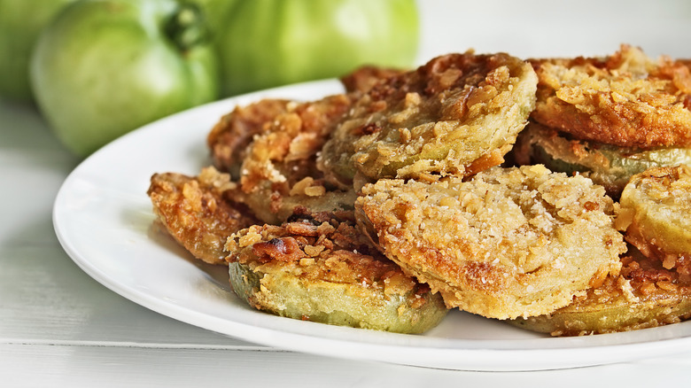 breaded and fried tomatillos