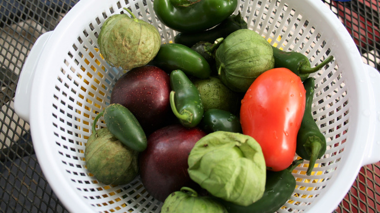 colander with fresh vegetables