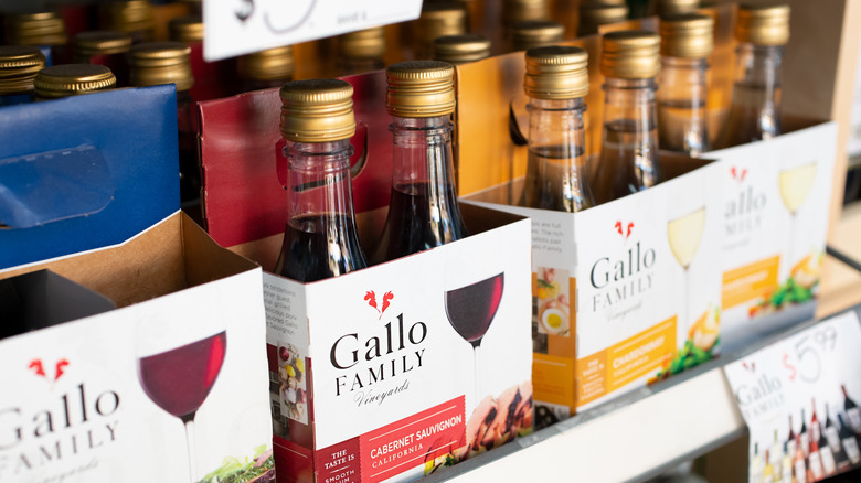 Gallo wine bottles on shelf