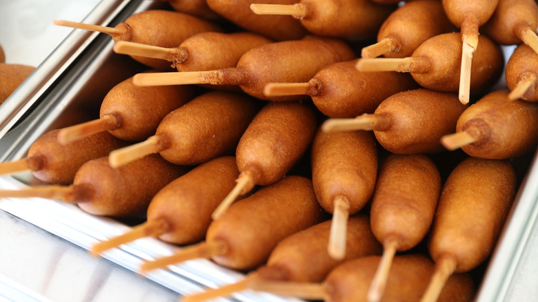 Corn dogs ready for eating