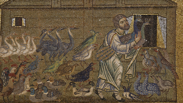 Medieval mosaic of allegorical bird imagery