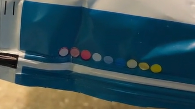 Colored dots on chip bag