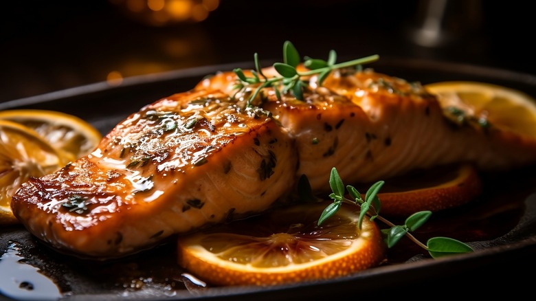 roasted glazed salmon with oranges 